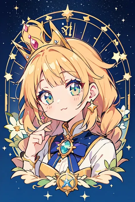 anime style; 3d; glitter; horoscope sign Virgo princess;