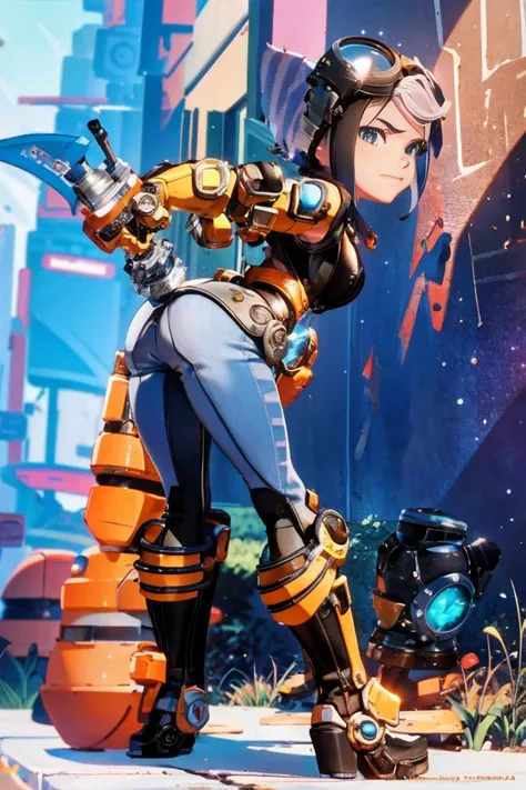 personaje femenino rivet ratchet and clank de  lado posterior mostrando el culo nsfw sexy mostrando su posterior   full body siz...