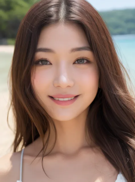 ((top-quality、8K、tmasterpiece:1.3))、Shot on the beach、gals、beautiful legs、Floral Bikini。、1girl in、beautfull Japanease woman:1.3、(Long hairstyle、tits out:1.3)、 Floral Bikini:1.2、Beautiful Women in Perfect Style：1.4、Perfect eyes、Even-eyed、Natural smile、Perfe...