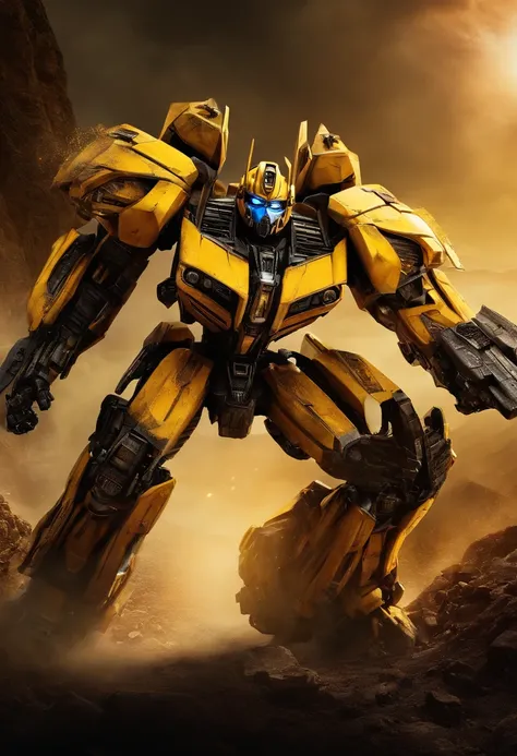 An epic race between me and Bumblebee through the Cybertronian canyons, leaving trails of dust and debris in our wake.,Transformers series,bumblebee transformer autobot