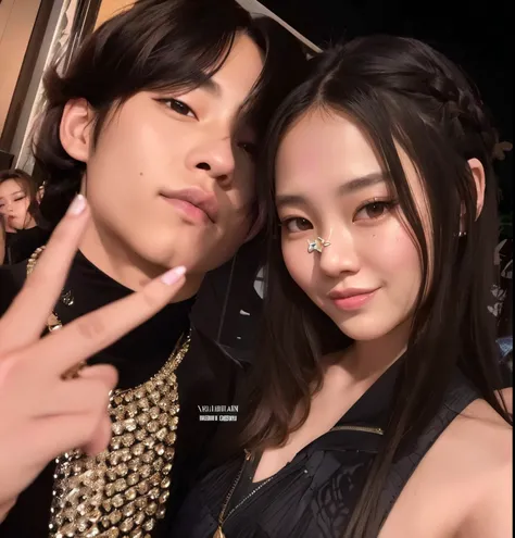 araffe e uma mulher posando para uma foto com um vestido preto, jennie blackpink, jossi do blackpink, imagem vazada, Lv, sao 8 k, KDA e Sam Yang, 😭 🤮 💕 🎀, Yanjun Chengt, foto de perfil, suave em _ O pano de fundo, ✨🕌🌙, Lalisa Manobal, TaeJune Kim