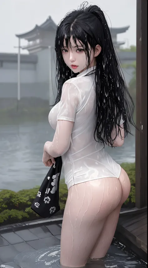 She is a japanese school girl. Wet black Hair. White Skin.she’s a big butt (Dark Fantasy)