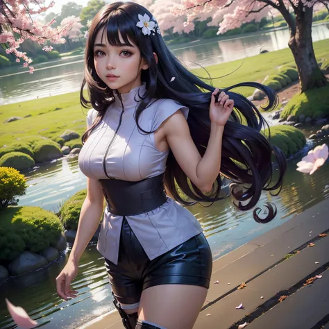 H1N4T4, 1girl, hyuuga hinata, solo, (realista: 0.5), obra-prima, solo, (melhor qualidade, perfeito detalhado, rosto lindamente detalhado, olhos detalhados), brilhante brilhante, ray tracing, DOF, HDR, gradient eyes, sharp eyelashes, ((Cilia)), mascara, det...