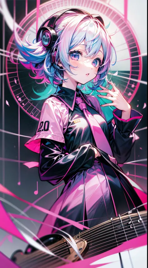 VOCALOID、One girl、colourful hair、PastelColors、dome、cute little、Music Background