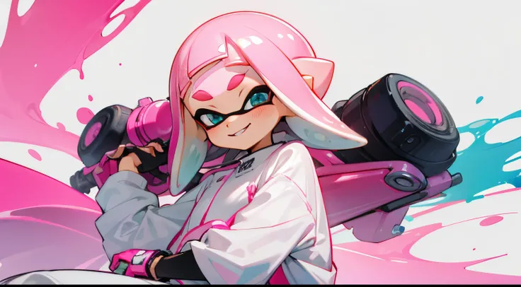 Splatoon3 Inkling Pink White Clothes Smile