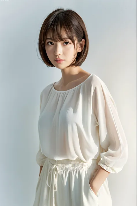 ((masterpiece,top-quality)), (photographrealistic:1.4),((masutepiece,8K)),hight resolution,Studio Soft Light, Rim Lights, vibrant detail, realistic skin textures,Japanese, 1 beautiful woman, short Hair, wave hair, faint thin bangs, make - up, 38 years old,...