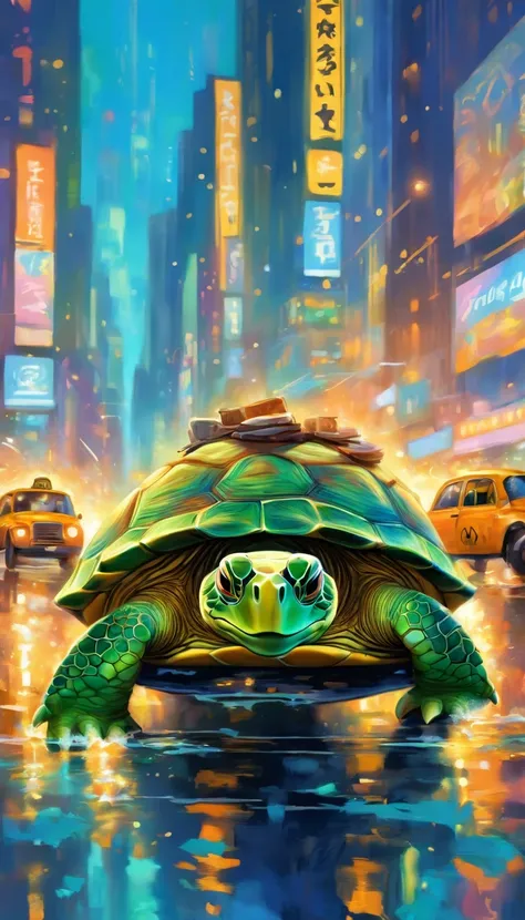 (a cool,anthropomorphic turtle,new York cab driver:1.1,shot from outside the car)medium:oil painting,textured surface,detailed painting,masterpiece:1.2,[realistic],ultra-detailed,high resolution,professional,vivid colors,new york city,urban environment,nat...