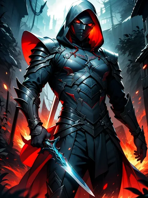 sauron, hitman:
he was an assassin，wearing a gray hooded jacket and light armor. epic sword pose. tmasterpiece. 《ring of fire》ga...