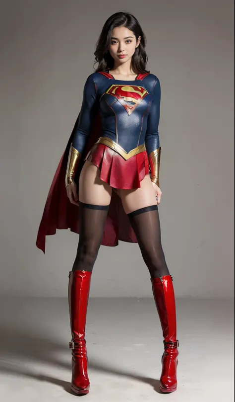 Suffering、mouth is always open sloppily、Drool is always dripping from my mouth、Asian Beautiful Girl、(((Wear black tights on your beautiful legs.)))、(((beauty legs)))、(((facial expression of smile)))、((((Make the most of the original image)))、(((Supergirl C...