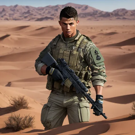 christiano ronaldo wears mercenary uniform in desert --auto --s2