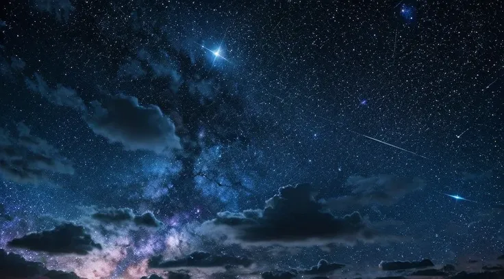 Galaxy-like starry sky clouds moon milky way colorful universe