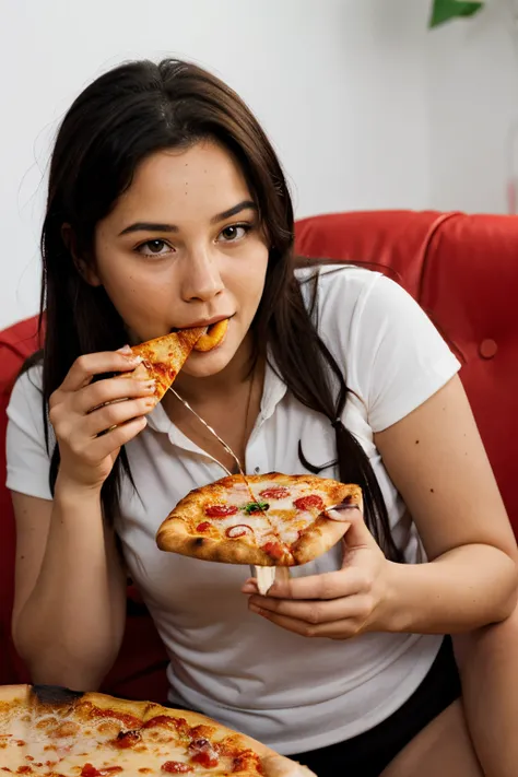 comiendo una pizza