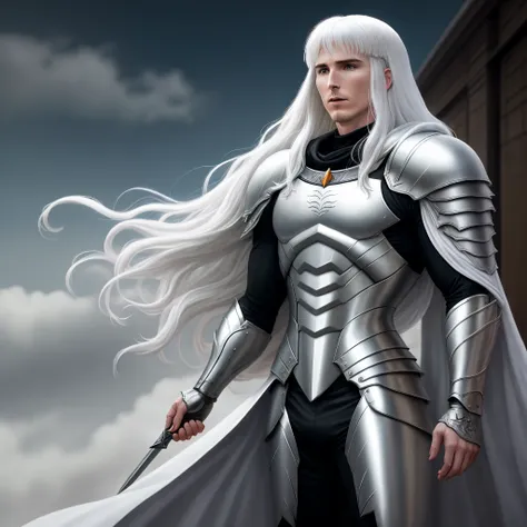 Christian bale as Griffith from Berserk with white hair