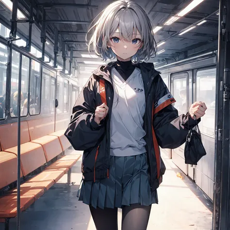 God quality, anime moe artstyle,best anime 8k konachan wallpaper,badass anime 8k,perfect anatomy, (Please draw a girl walking sleepily to school. ),break, 1girl, (Solo,Loli,child,13-year-old:1.3),a junior high school student, androgynous charm, (Very Short...