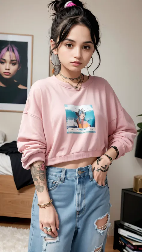 Kehlani,random color casual fashion, real, portrait,random color casual fashion,my room background