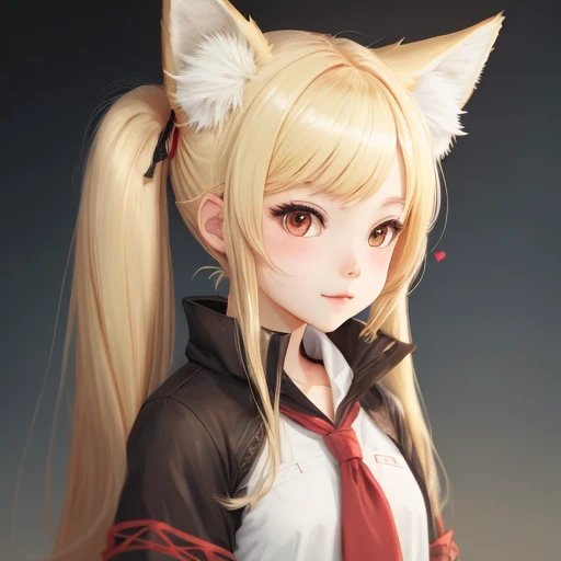 blonde twintail fox girl