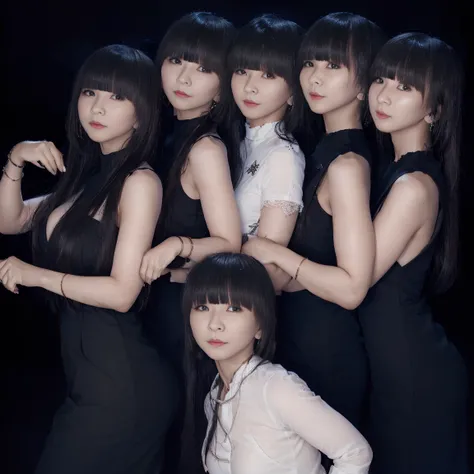 a picture、(((Multiple girls))),((((6+Girls))))、((10 girls))、The same face、Long Black Hair、10 cute girls、((((huge-breasted))))、goth club 2k、Women only、Dance Party