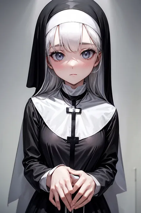 Black and white nun uniform cross necklace slutty