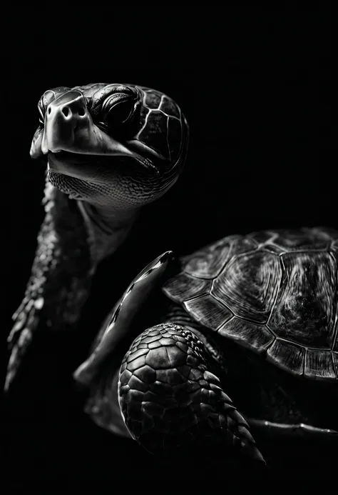 black and white photos of turtles, full body, profile portrait of gerard soest, black background, beauty, naturalism, contrast b...