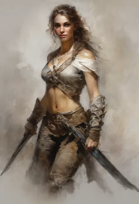 Illustration art by Nicolai Ivanovich Fechin, Luis Royo, Darryl Zabrocki,mulher linda, Dynamic upper body posture, pele lisa, Olhos hiperdetalhados, Hiper-realismo, altamente detalhado, foco nítido, obra prima, perfect composition, science-fiction, arte, c...