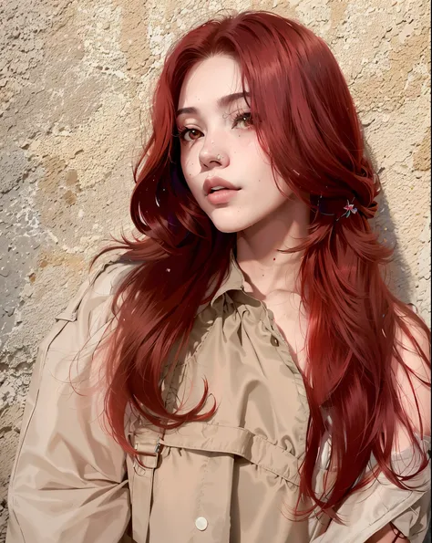 Mujer arafed con cabello rojo apoyado contra una pared., Retrato de Jossi de Blackpink, Blackpink Jennie, Bae Suzy, ulzzang, Parque Roseanne de Blackpink, Ella tiene el pelo largo redorange, tzuyu de dos veces, Jinyoung Shin, Cabello rojo suave, con el pel...