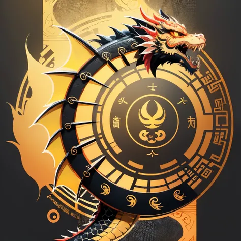 A dragon Ul icon, The Chinese dragon has two wings, cute ，yellow，front symmetrical simple drawing --auto --s2