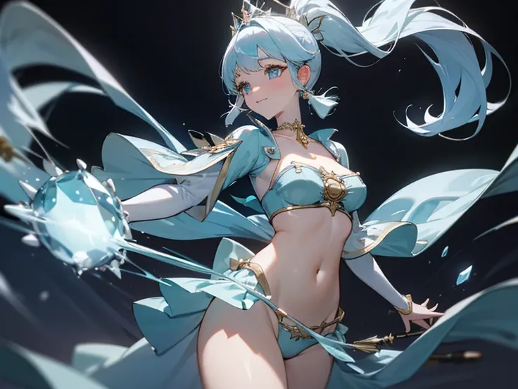 1 woman、Hair that shines like pale aquamarine、fluffy and soft hair、Sparkling aquamarine eyes、爆乳、Too large breasts、Seductive breasts、Sheer underwear、Tiara of the Goddess、goddess god々Feeling、lace cape、aquamarine choker、Castle Room、Long Lace Bale、Ruffles and ...