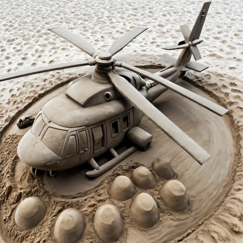 sand sculpture style, helicoptere