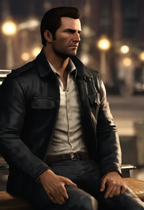 A photo of Max Payne sitting on a park bench, feeding a group of stray cats that have gathered around him.,Max Payne 3,Maxs appearance can be described as follows:

Max Payne is a middle-aged man with a rugged and weathered appearance. He has a strong and ...