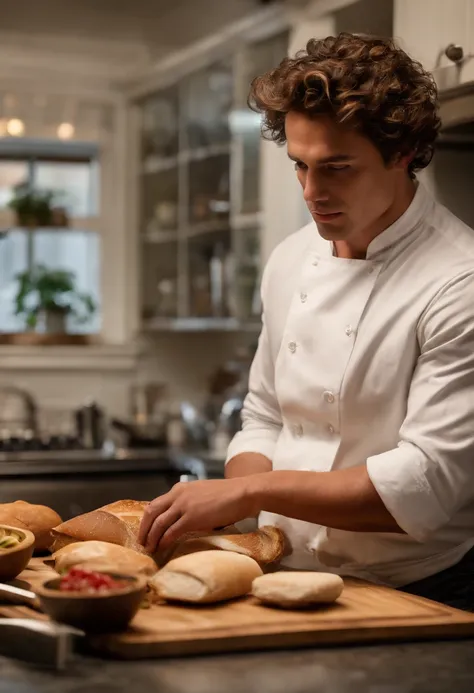 A behind-the-scenes shot of me meticulously arranging the ingredients for a new sandwich creation,The Bear,Carmen “Carmy” Berzatto, portrayed by actor Jeremy Allen White, is a young chef with a lean and agile build, reflecting his bustling energy in the ki...