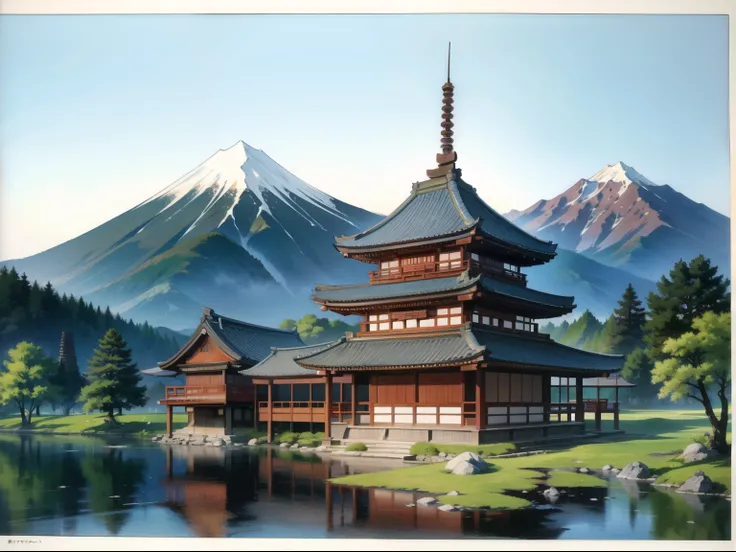 East asia, edo period, minka, traditional, ancient japan, mountains. Minimalistic