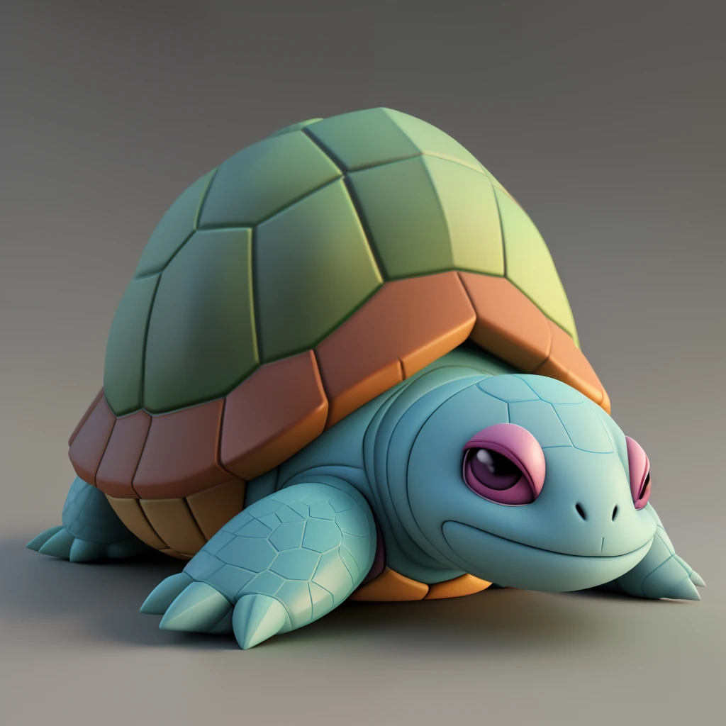 there is a little turtle sitting on the ground, cute 3d rendering, lovely digital painting, cute pokemon style, jenny the turtle...