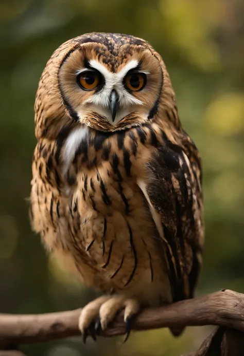 A close-up shot of a taxidermy owl perched on a branch, with its haunting eyes staring into the camera.,Life is my canvas,Mark is a tall man with short brown hair, glasses, a short beard, wearing a black suit jacket