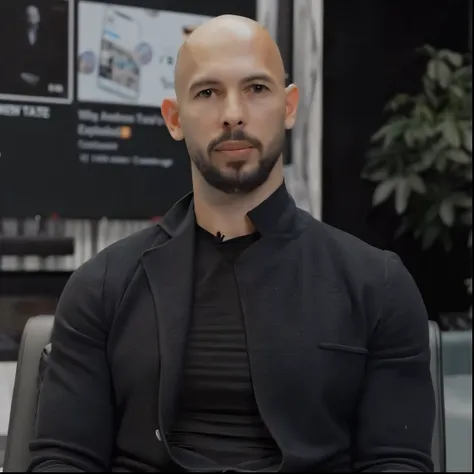 a close up of a bald man sitting in a chair, bald with short beard, adar darnov, lindsay adler, joel torres, christian dimitrov, christian orrillo, george doutsiopoulos, anton fadeev 8 k, a man wearing a black jacket, profile pic, damian kryzwonos,