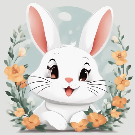 1 white rabbit，emoj，anthropomorphic styles，Disney  style，Black strokes，differentemotions，Multiple pos and expressions，style cute....