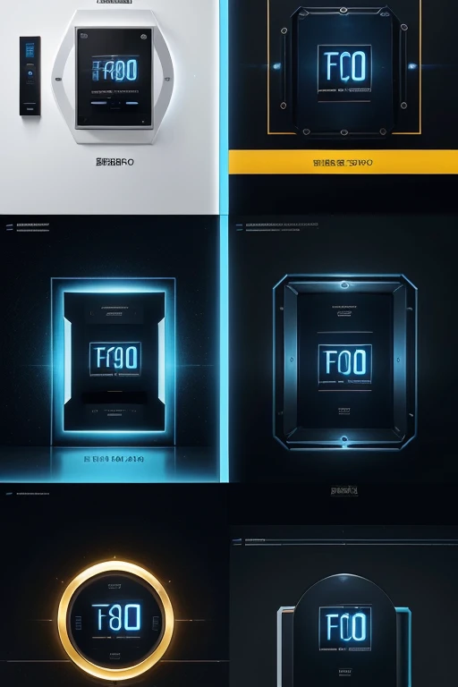 Create a unique and modern logo for &#39;FSO&#39; brand related to time clocks and access control using artificial intelligence. Explore the combination of FSO letters in an innovative way, incorporating blue and black colors to convey a sense of sophistic...