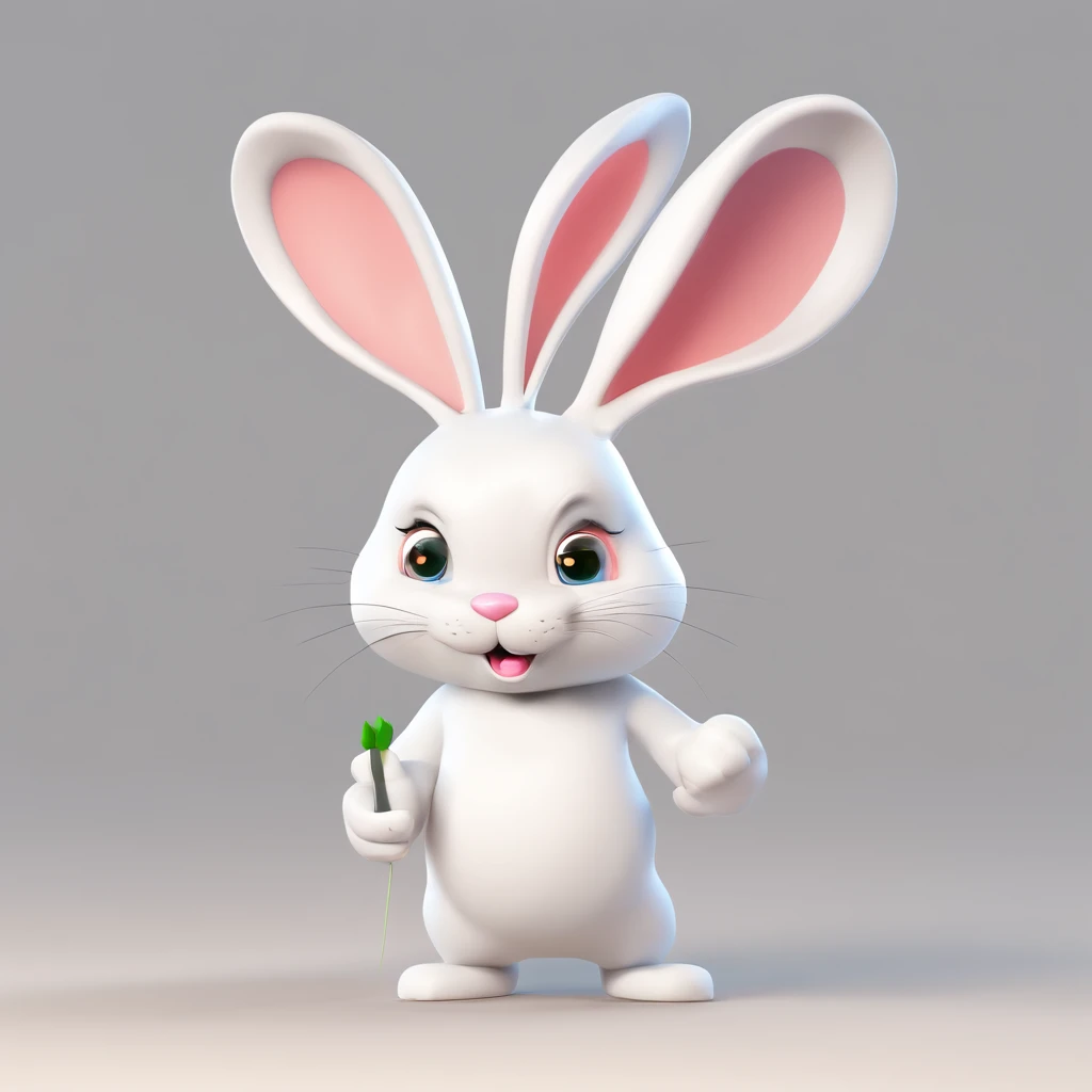 A cartoon white rabbit，emoj，anthropomorphic styles，Disney  style，Black strokes，differentemotions，Multiple pos and expressions，style cute....