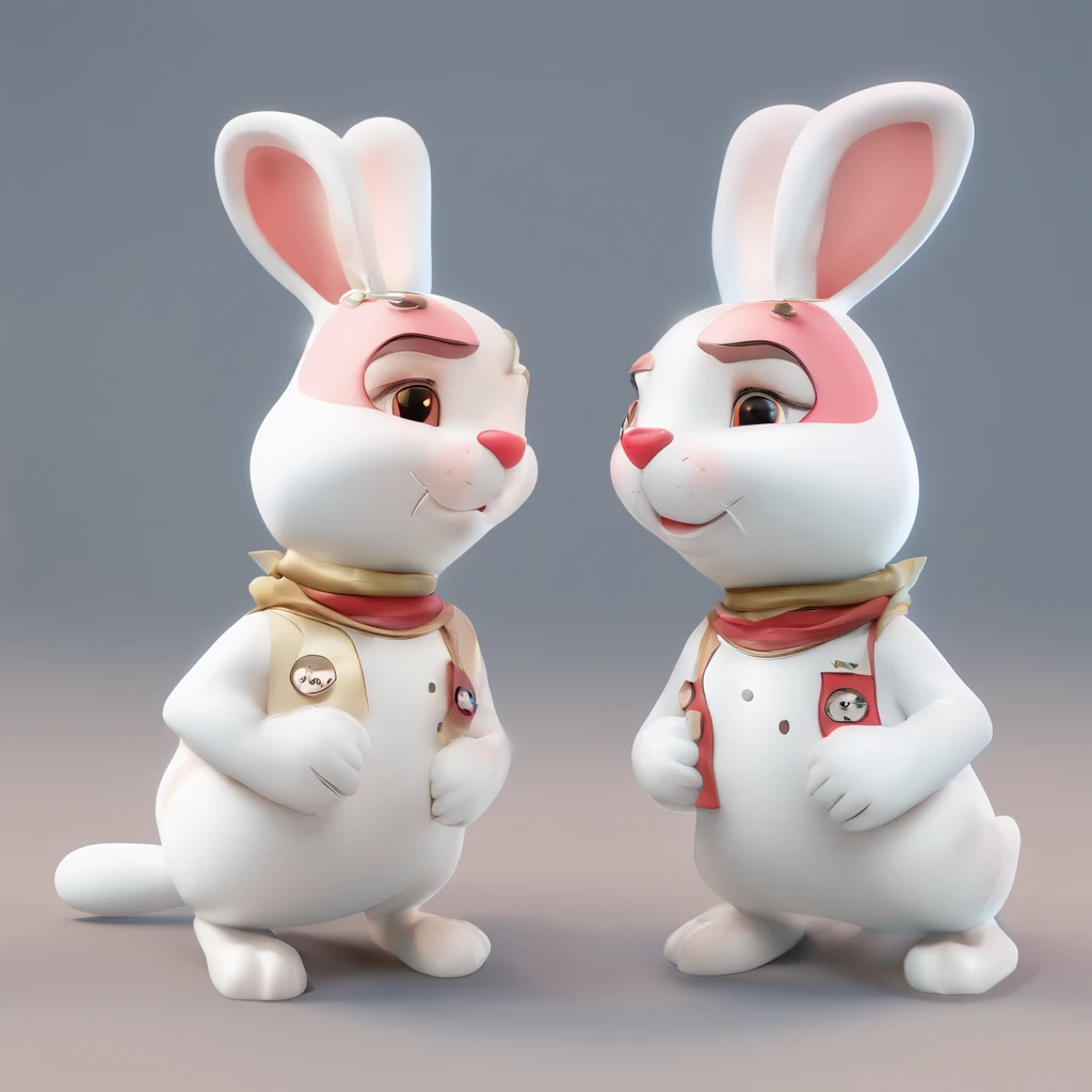 1 white rabbit，emoj，anthropomorphic styles，Disney  style，Black strokes，differentemotions，Multiple pos and expressions，8k --ar 3:4--Cute style--