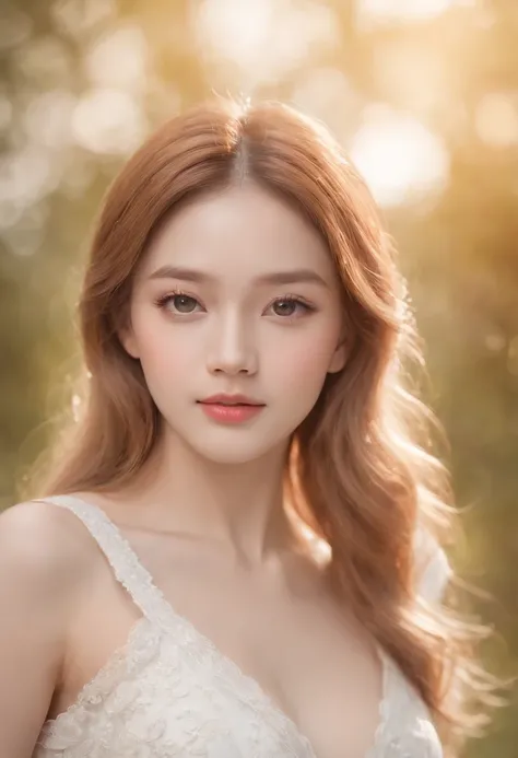 Ultra-detailed, Photorealistic, Beautiful detailed face of a young girl, 詳細な目, detailed lips, long eyelashes, porcelain skin, perfect light and shadow, Feminine features, Golden hair, fluttering in the wind, Vivid colors, soft and delicate complexion, fine...