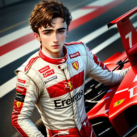 Wallpaper realistic ferrari f1 driver @charlesleclerc