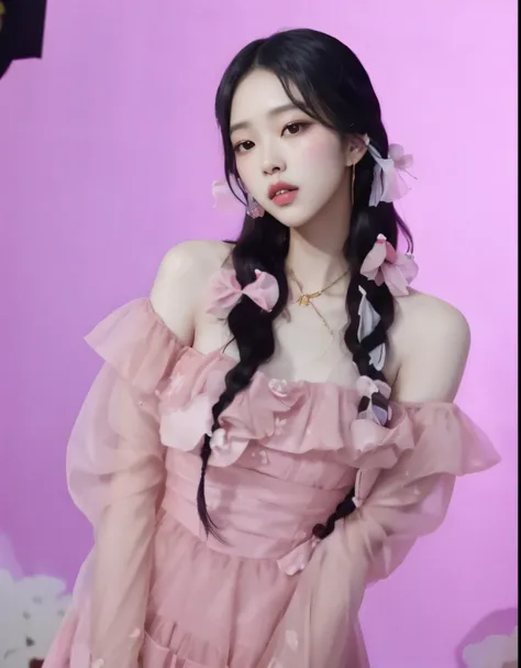 Asian Araffe woman in a pink dress posing for a photo, Hermosa Delphine, Guweiz, ulzzang, Sha Xi, Jinyoung Shin, Jaeyeon Nam, Retrato de Jossi de Blackpink, Taejune Kim, Sakimichan, Jossi de Blackpink, Gongbi, Sun Yunjoo, Wenfei Ye, LUTS