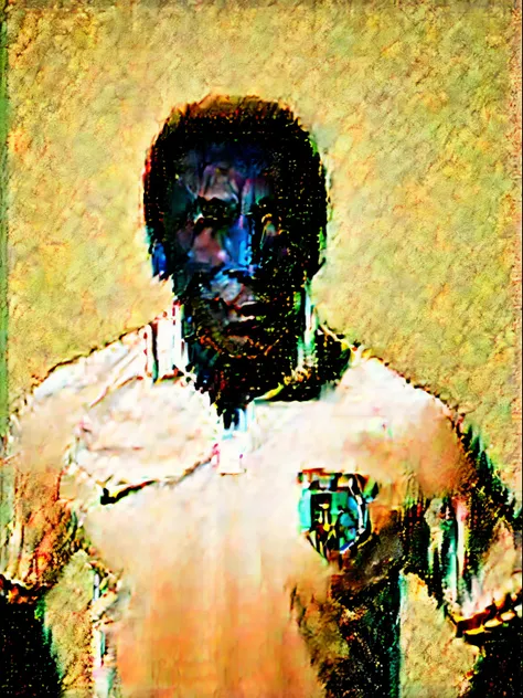 Realistic portrait of footballer Pelé wearing the national team shirt, olho espectral, rosto, bonito, Uplighting