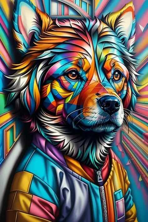 (dog), Eduardo Kobra padding ,wall PORTRAIT geometric multidimensional, art, chibi,
yang08k, beautiful, colorful,
masterpieces, top quality, best quality, official art, beautiful and aesthetic,