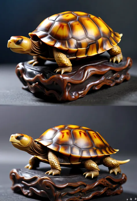 Best quality at best，tmasterpiece，超高分辨率，1（long：1.2），（finely：1.2），golden turtle，Turtle-shell dragon-headed monster，Chinese totem tortoise shell，china idol，Ancient divine beasts，With base，（The texture is very real：1.2），（Glowing colorful tortoise shell：1.2），（...