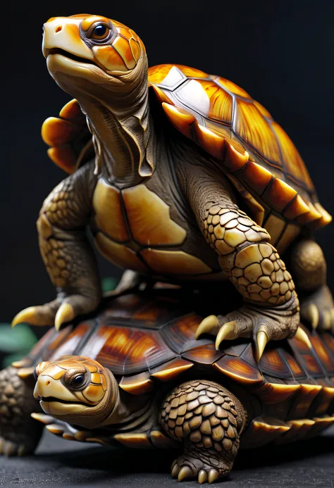 Best quality at best，tmasterpiece，超高分辨率，1（long：1.2），（finely：1.2），golden turtle，Turtle-shell dragon-headed monster，Chinese totem tortoise shell，china idol，Ancient divine beasts，With base，（The texture is very real：1.2），（Glowing colorful tortoise shell：1.2），（...