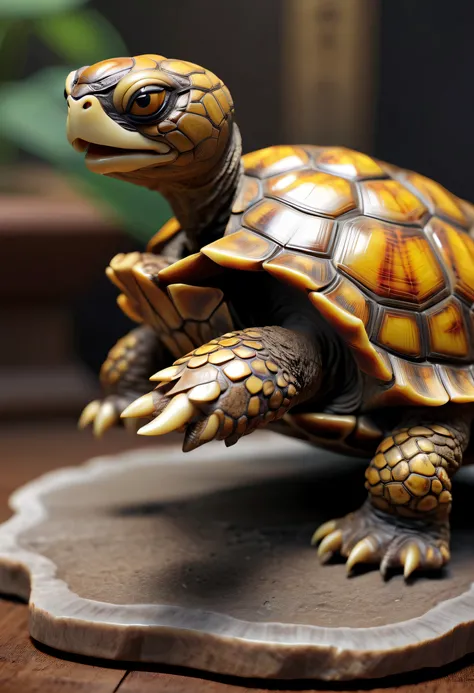 Best quality at best，tmasterpiece，超高分辨率，1（long：1.2），（finely：1.2），golden turtle，Turtle-shell dragon-headed monster，Chinese totem tortoise shell，china idol，Ancient divine beasts，With base，（The texture is very real：1.2），（Glowing colorful tortoise shell：1.2），（...