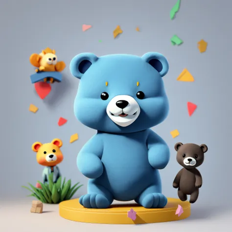 a bear, 3D blind box, blindbox, OC rendering, 3D