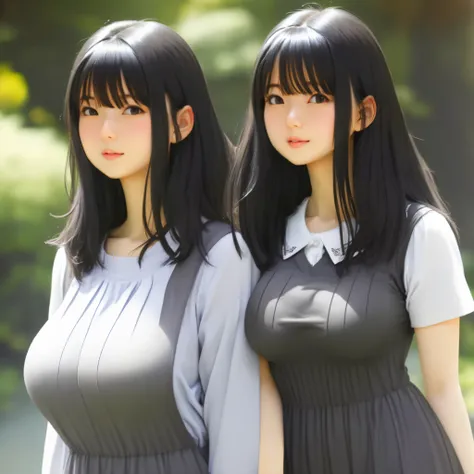 girl black hair big oppai