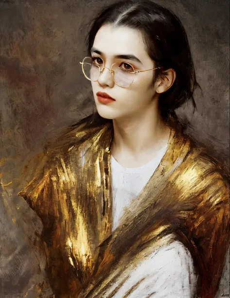 1 menino de dureg, brunette with gold glasses and full lips