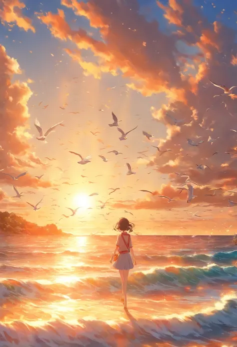 Vacation at the sea, The sea, Beach, Seagulls, sun, waves, tmasterpiece